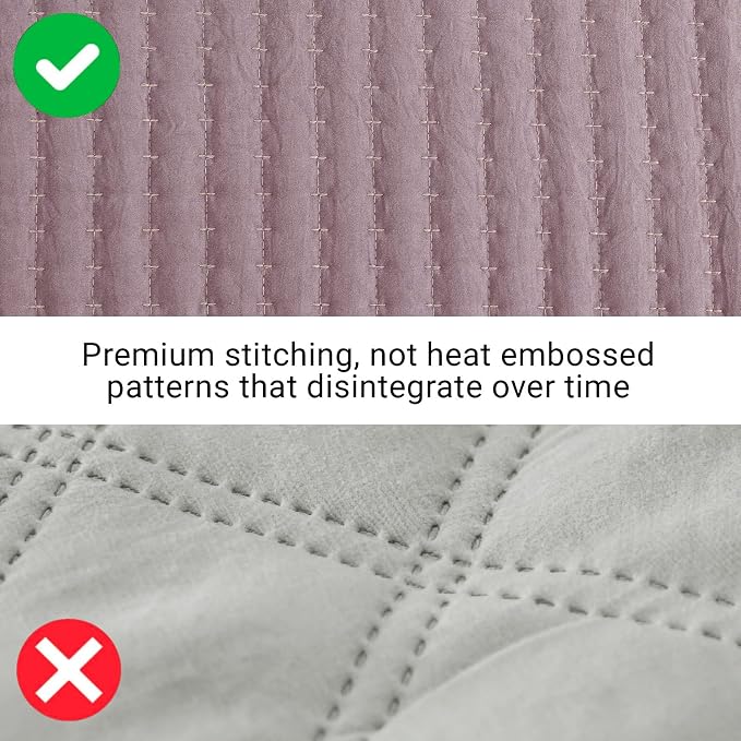 WRENSONGE Dusty Mauve King Size Quilt Bedding Sets-3 Pieces Lightweight Bedspreads Summer Coverlet for All Season,with 2 Pillow Shams Suitable for Bed, Couch, Quilt Blanket