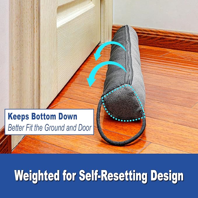 YOUFi 36 Inch Weighted Door Draft Stopper, 3.5lb Heavy Under Door Draft Blocker, Self-Resetting Gap Filler Seal Blocks Cold, Hot Air, Noise, with Non-Slip Bottom, Machine Washable Cover