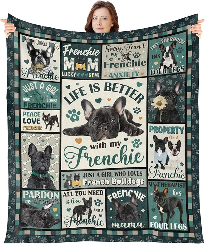 Wxiben French Bulldog Gifts for Women - French Bulldogs Blanket for Dog Lovers/Owners Frenchie Mom Gift Frenchie Birthday Throw Blanket for Home Sofa Couch Bed 60x50in