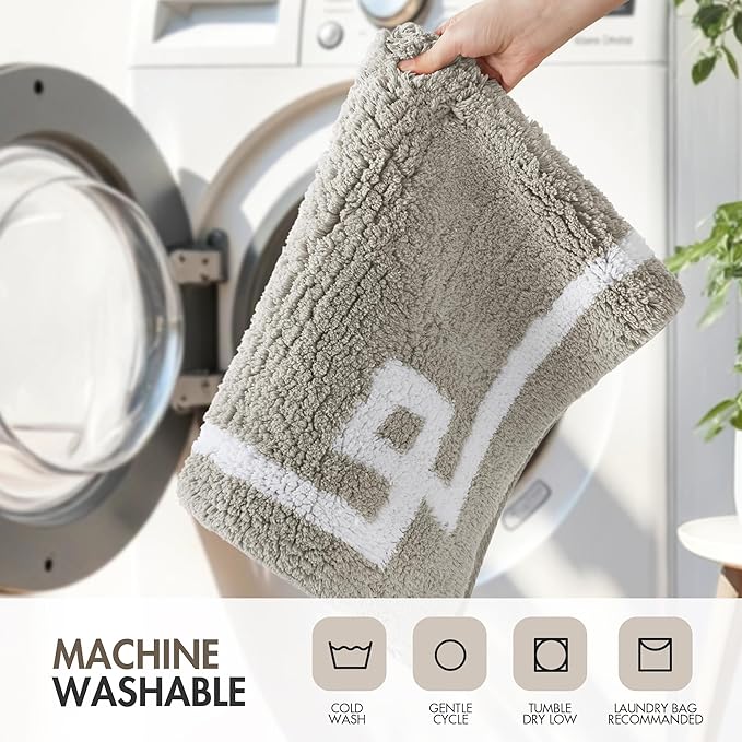Madison Park Evan 100% Cotton Bathroom Rug Non Slip Backing-Luxrurious Tufted Plush Bath Mat Absorbent, Quick Dry, Spa Design Shower Room Décor, 24x40, Grey