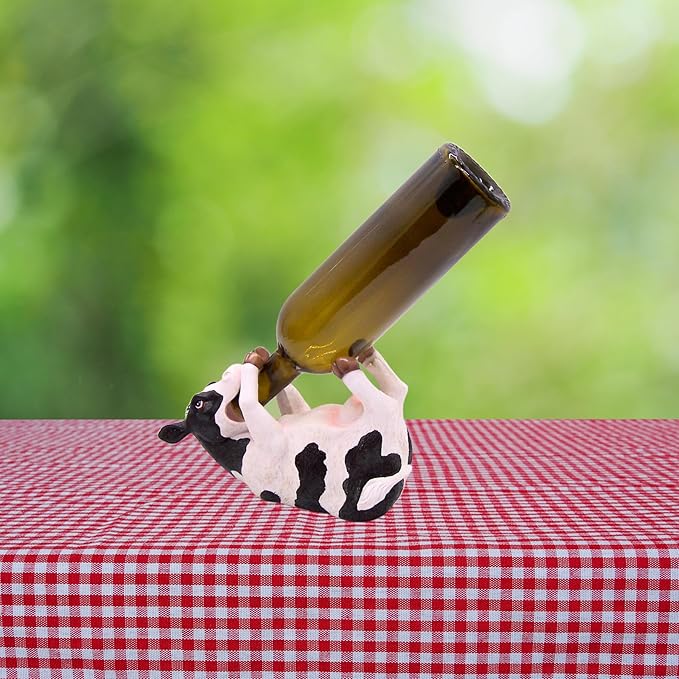 Wowser Farmhouse Cow Wine Bottle Holder - Rustic Wine Accessories