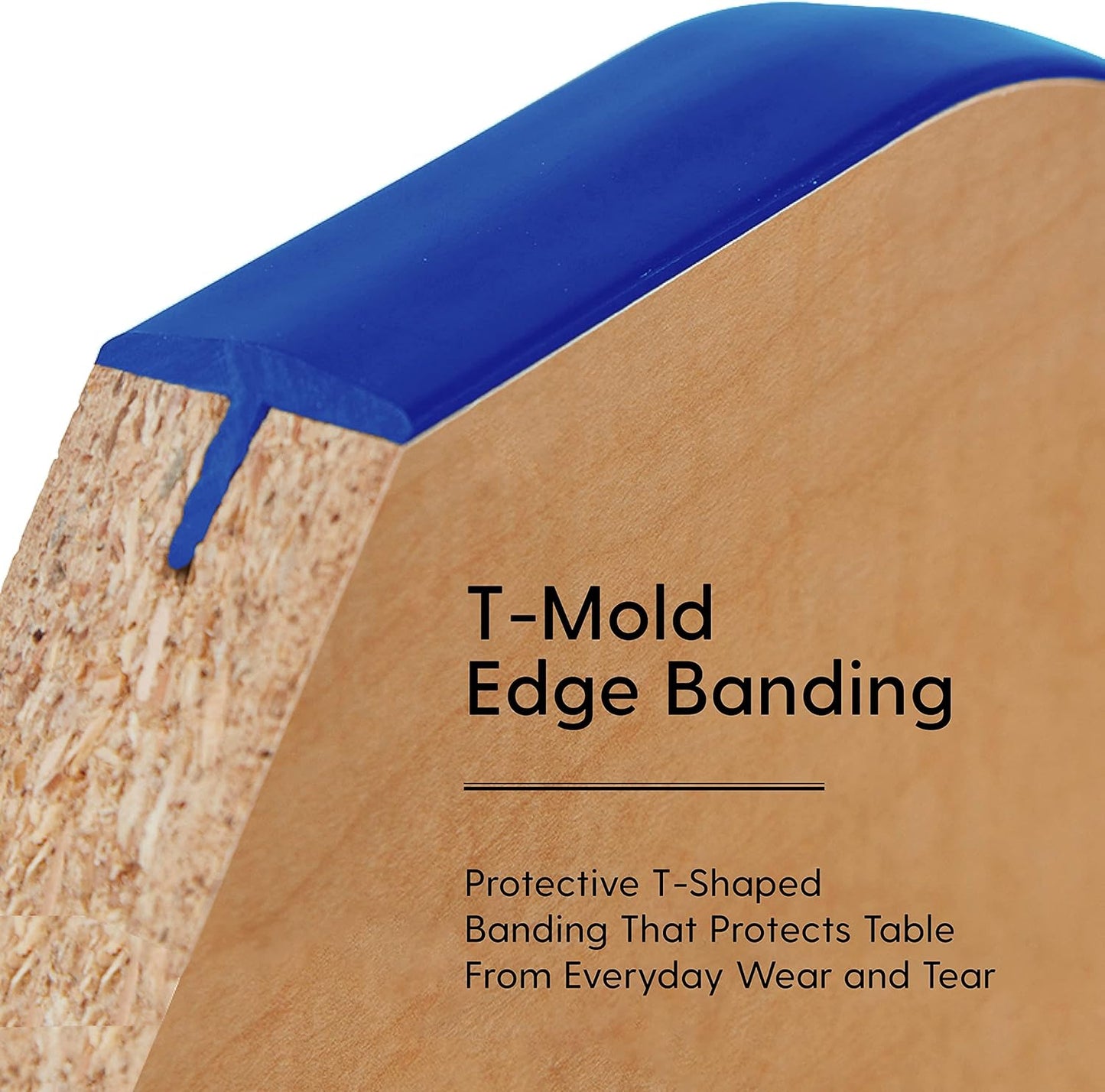 Factory Direct Partners FDP Rectangle Activity School and Classroom Kids Table (24 x 72 inch), Chunky Toddler Legs, Adjustable Table Height 15-24 inches - Maple Top and Blue Edge