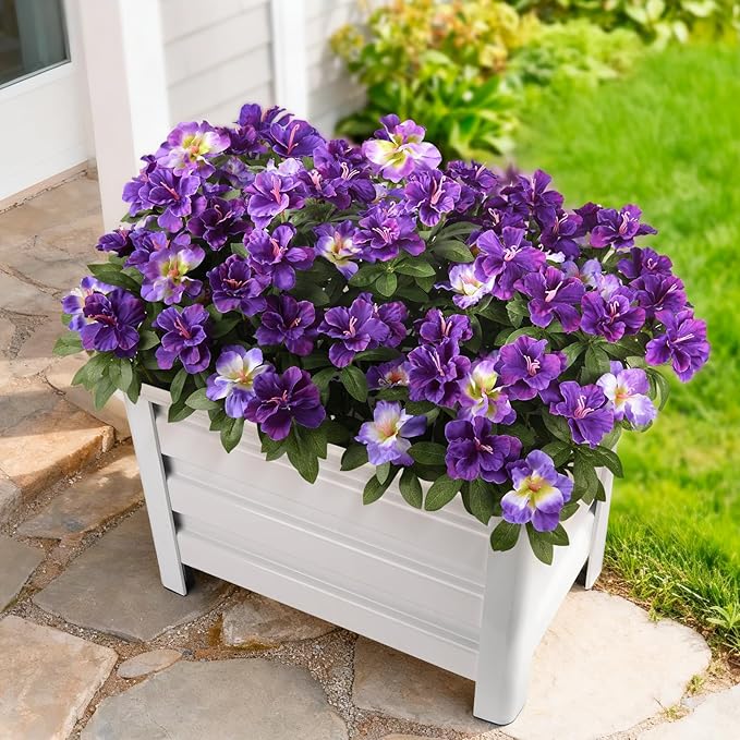 Hommyea Artificial Fake Flowers for Outdoor, 8 Bundles Faux Plants Silk Flowers Spring Decoration UV Resistant No Fade Plastic Flowers for Outside Planters Home Porch Patio Yard Garden Decor