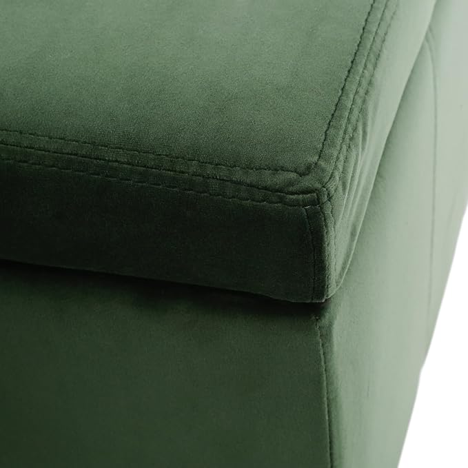 Christopher Knight Home Glouster Upholstered Storage Ottoman Bench, Forest Green Velvet, Matte Black