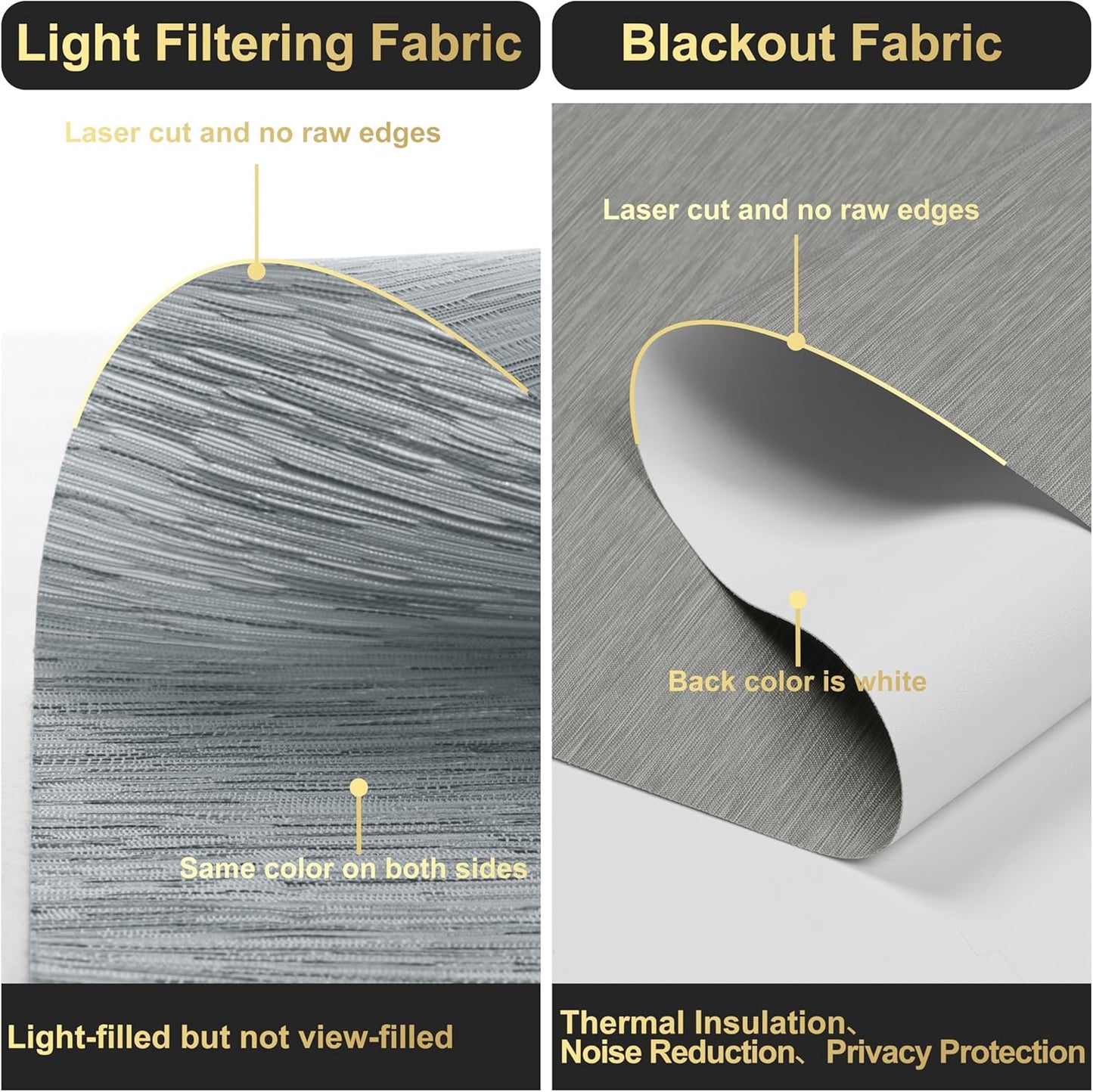 BERISSA Cordless Dual Roller Shades With Cassette Valance, Blackout and Light Filtering, Day and Night for Home Office Door - Striped Jacquard Grey, 74 W x 36" H