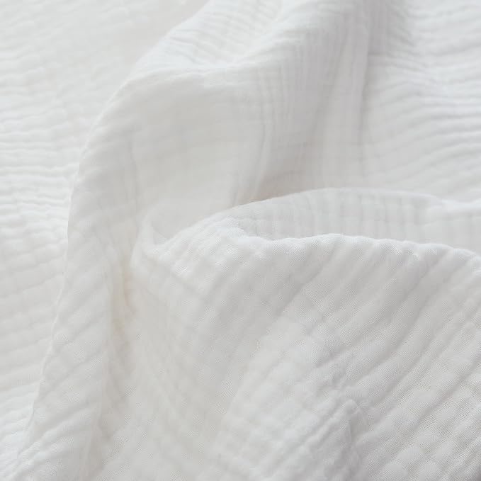 100% Cotton Muslin King Blanket (108" x 90") – A Luxuriously Soft, 4-Layer Lightweight and Breathable Gauze Blanket, Perfect for Year-Round use on beds, couches (White, King)
