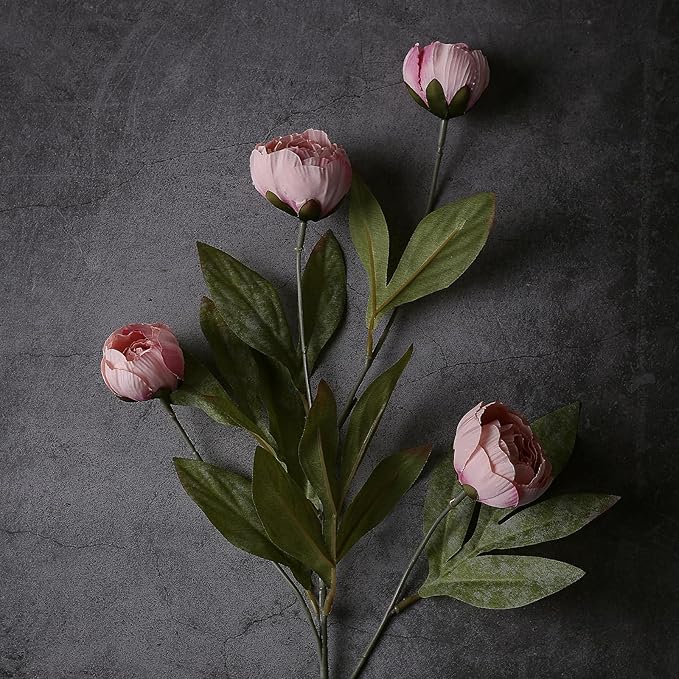 VIERENA 12 Pcs Faux Silk Peony Artificial Flowers for Vase -27", Bulk Fake Peonies Branches with Stems for DIY Bouquet Centerpieces Wedding Fillers Arrangements Shower Decorations (Blush Pink)