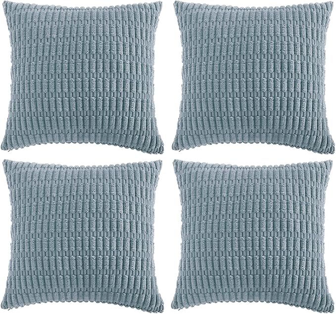 Fancy Homi 4 Packs Decorative Throw Pillow Covers for Living Room Couch Bed, Modern Farmhouse Boho Home Décor Accent Cushion Case, 26" x 26" (Pack of 4), Light Blue