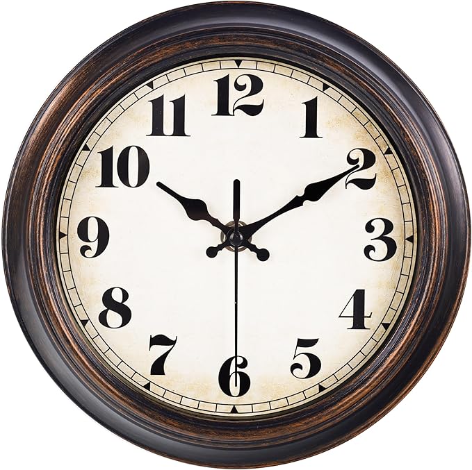 Yoiolclc Vintage Wall Clock 8 Inch Retro Silent Small Wall Clocks Battery Operated for Kitchen Bathroom Bedroom Home Decor (Bronze)