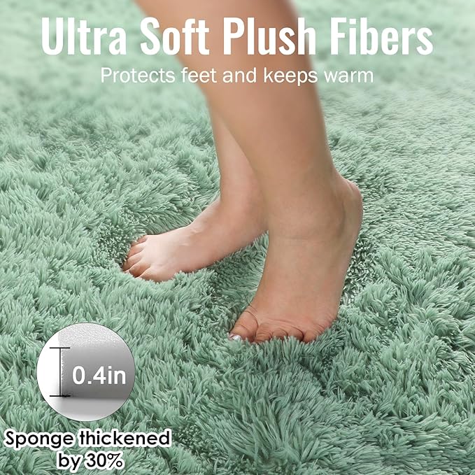 PAGISOFE Sage Green Runner Rugs for Bedroom Living Room Plush Fluffy Rug 2x6 Ft, Soft Carpet for Hallway, Non-Slip Indoor Floor Rugs for Nursery Kids Girls Room Home Decorative, Green