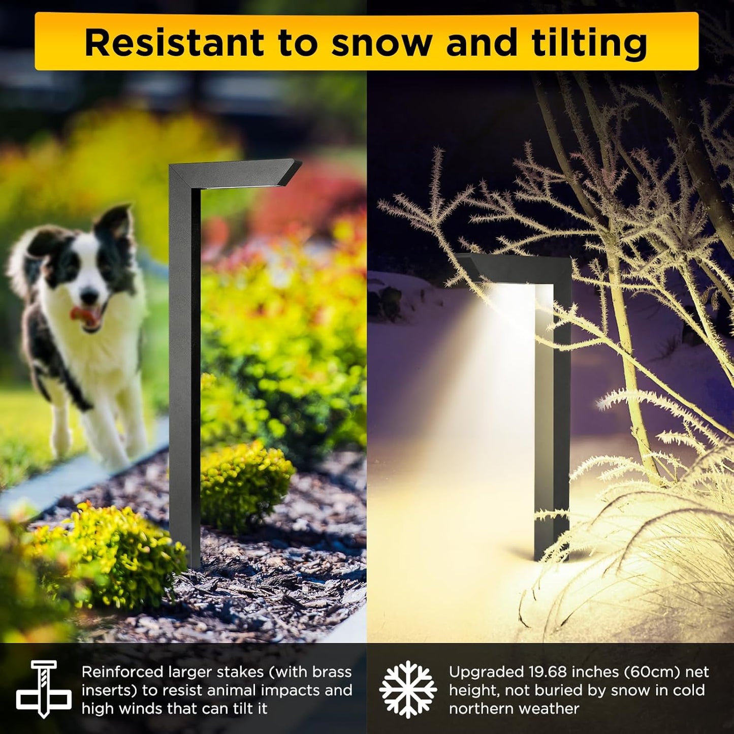 Gardencoin 3CCT LED Low Voltage Landscape Pathway Light, 12V Premium 3000K/4000K/5000K Selectable Path Lights Wired, Modern Walkway Lights Outdoor, Higher Housing with Larger Stake (19.71IN, 12pack)