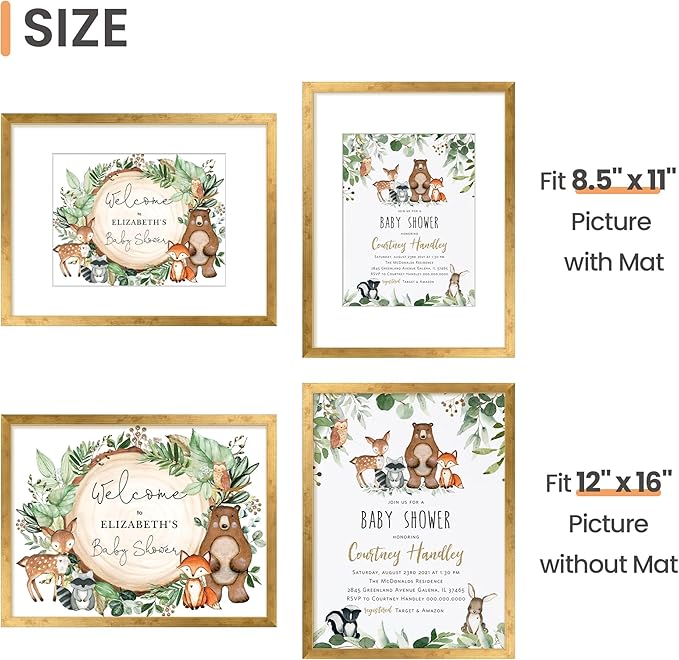 upsimples 12x16 Picture Frame, Display Pictures 8.5x11 with Mat or 12x16 Without Mat, Wall Hanging Photo Frame, Bronze, 1 Pack