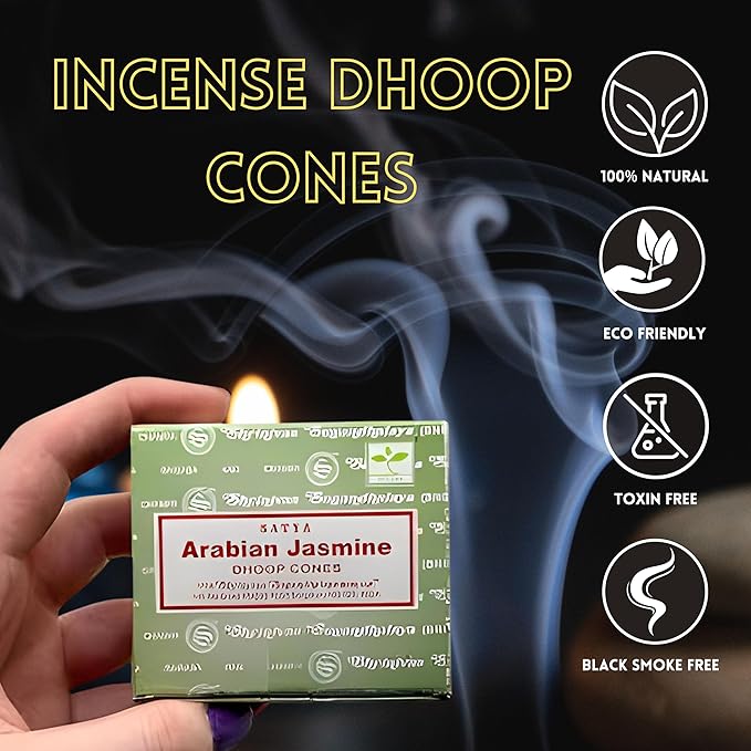 Satya Sai Baba Nag Champa Incense Dhoop Cones for Meditation, Yoga and Stress Relief - 12 Pack, 144 Cones with Natural Fragrance