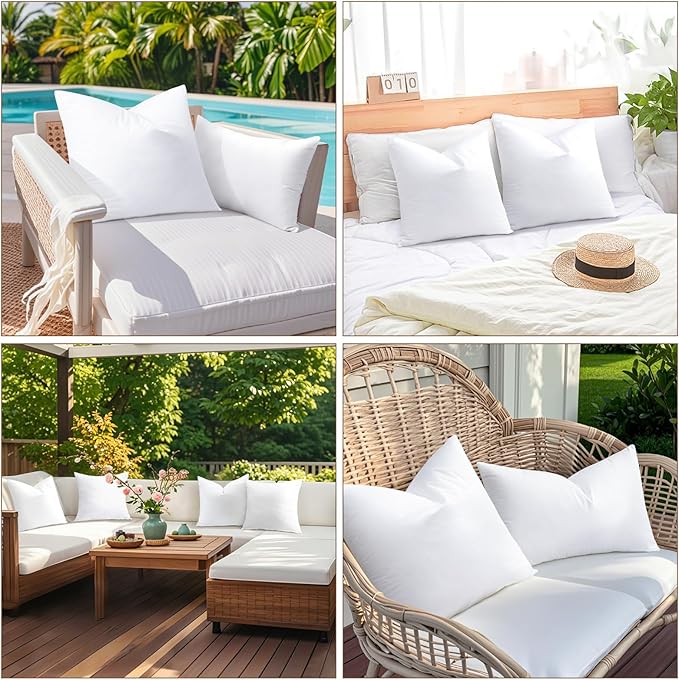 Artscope 16x16 Outdoor Pillow Inserts, Synthetic Down Waterproof Throw Pillow Inserts (Pack of 2), Decorative Outdoor Pillows for Couch Sofa Bed Patio Furniture
