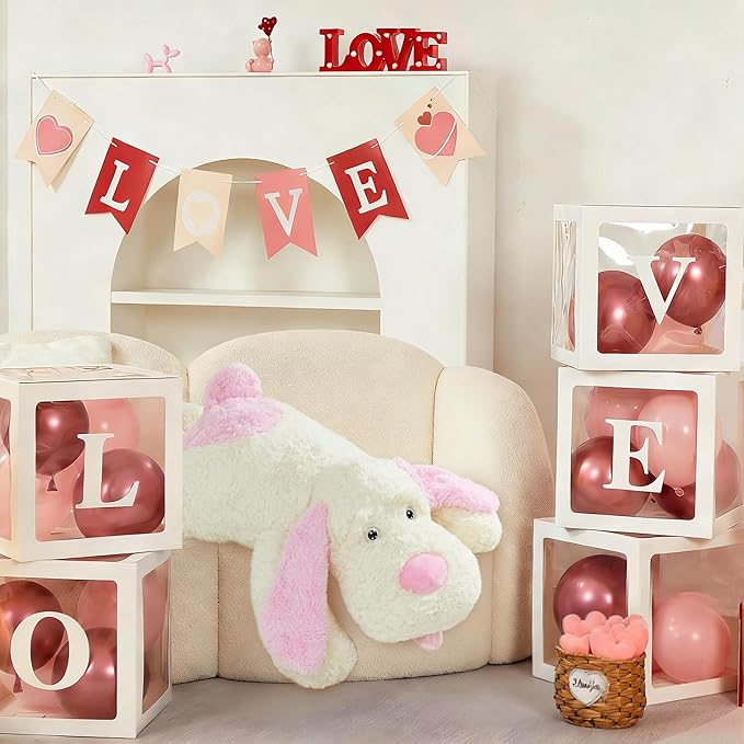 MorisMos Giant Dog Stuffed Animals, 31inch Large Stuffed Dog Plush Soft Big Puppy Pillow Gifts for Kids, Teens, Girls, Pink