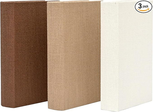 DECOR4SEASON Modern Linen and Wood Decorative Book Boxes, Set of 3 Earthy Neutral Faux Books for Bookshelf Decor, Coffee Table Storage Trays for Remotes & Jewelry, Brown, Taupe, and Off-White