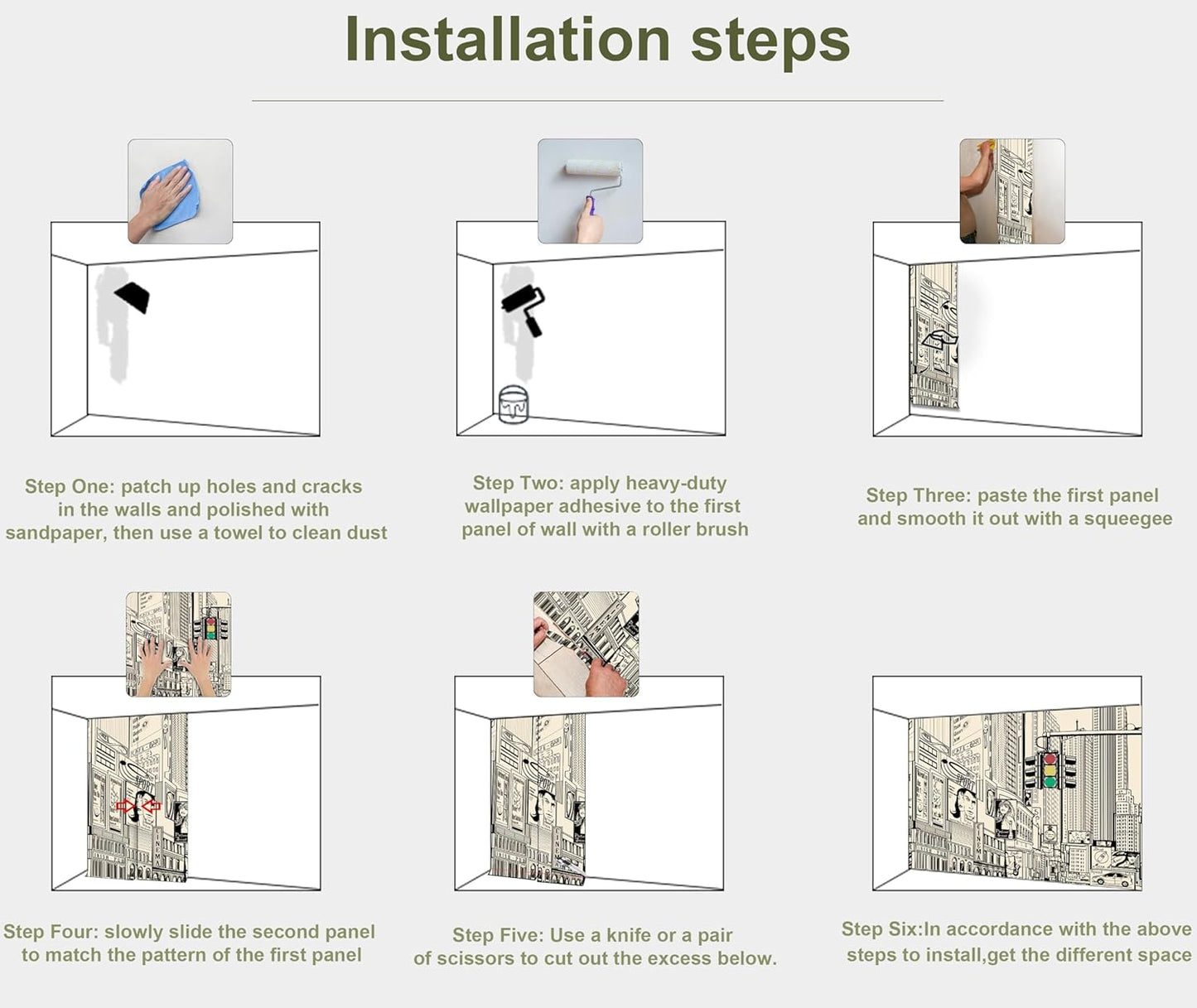 Vintage Yellow New York City Wall Mural Times Square Wallpaper for Bedroom Living Room(Not Peel and Stick)