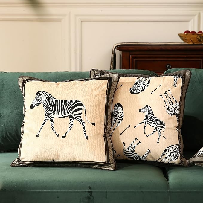 patdrea Designer French Velvet Throw Pillow Cover,Set of 4,-Brigitta | Vintage Pillow Case with Zipper,Green Vintage Floral Design,Decor Cushion Coverfor Couch Living Room Bedroom Sofa