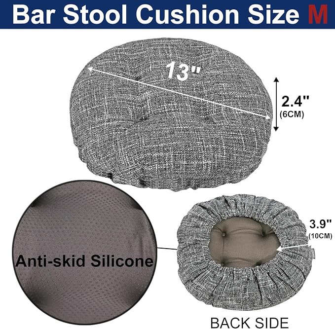 SINOSSO Modern Bar Stool Cushion Dia.13, Fashion Interweaving Design Anti-Skid Silicone Round Stool Seat Cushion Cover Padded (Light Gray, M,1)