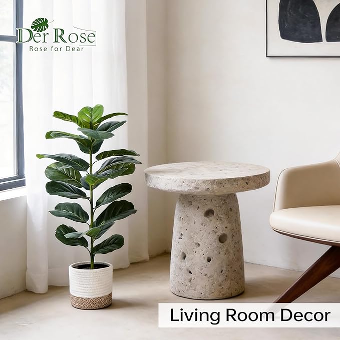 Der Rose 2 Pack 30" Artificial Fiddle Leaf Fig Tree, Mid-Size Realistic Plants Indoor & Outdoor Fake Plants for Apartment Home Living Room Office Decor