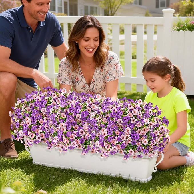 Yastouay 12 Bundles Artificial Flowers for Outdoors, UV Resistant Artificial Outdoor Flowers No Fade Fake Outdoor Flowers Plants for Garden Porch Window Box Farmhouse Pot Planters Decor (Fuchsia+Pink)