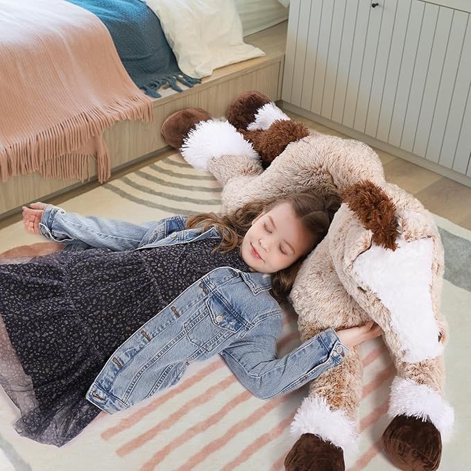 Tezituor 47 Inch Giant Horse Stuffed Animal, Hugging Soft Brown Horse Plush Body Pillow, 4ft Realistic Stuffed Stallion Plush Toy Gift for Girls Boys