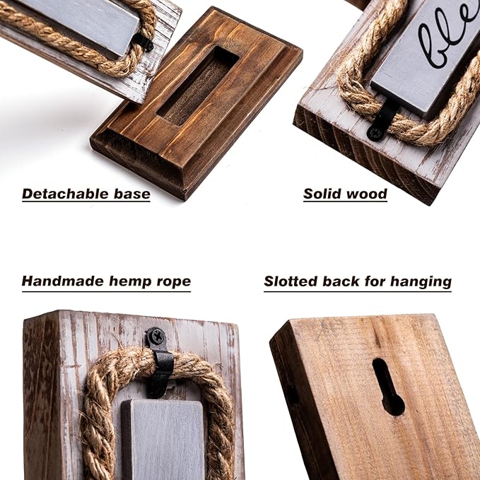 OKSQW Wall Wooden Cross with Wooden Base Christians Crosses Spiritual Religious Cross Christmas Wall Hanging Handmade Wood Hemp Rope & Blessed Design for Church Home Room Décor Wood Crucifix Gift