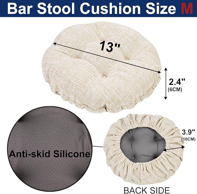SINOSSO Modern Bar Stool Cushion Dia.13, Fashion Interweaving Design Anti-Skid Silicone Round Stool Seat Cushion Cover Padded (Beige, M,1)