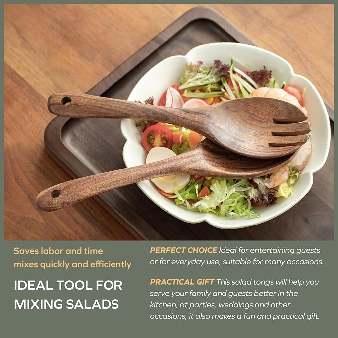 Muso Wood Acacia Salad Servers,10-inch,set of 2 (Acacia salad servers)