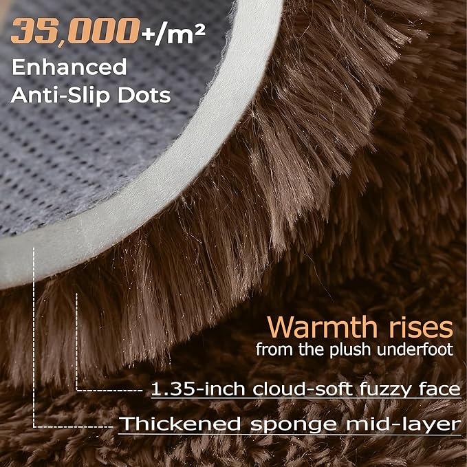 6x9 Area Rug for Living Room: Fluffy Shag Soft Washable Rugs Large Fuzzy Plush Indoor Carpet for Bedroom Nursery Playroom Kids Girls Boys Room (Coffee, 6'x9')