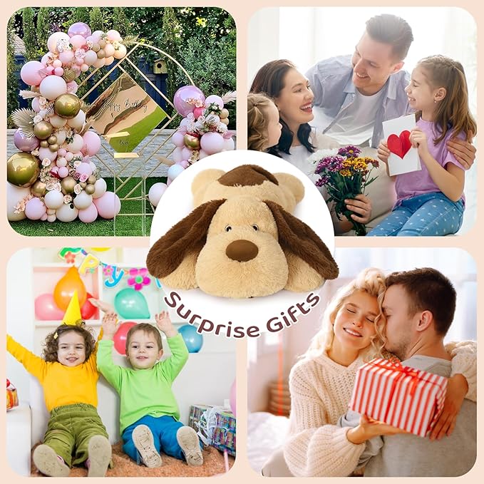 MorisMos 32 Inch 5Lbs Weighted Dog Stuffed Animals, Giant Large Weighted Stuffed Dog Plush Puppy Pillow for Adults Kids, Teens, Girls, Boys
