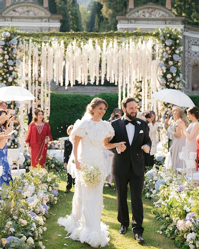 20Pcs Preserved Hanging Amaranthus Flowers - Ivory White 23"-27" Extra Full Cascading Dried Florals for Wedding Decor, Arch Installations, Vase Filler, Home Styling