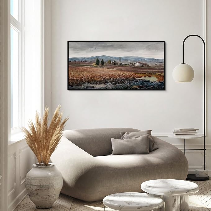 yiijeah Framed Artwork for Walls Extra Large Vintage Nature Earthy Wall Art Scenic Canvas Paintings Decor for Living Room Bedroom Entryway 40x20 Inches