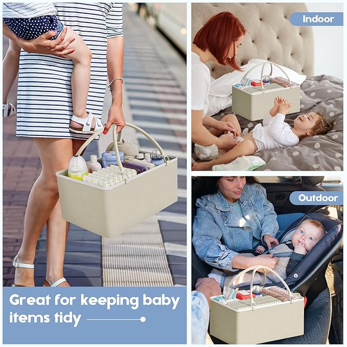 Cidaziya 2In1 Baby Diaper Caddy Organizers and Storage, 3 Tier Rolling Cart with Dividers and Drawers, Mobile Utility Cart Baby Dresser Clothes Organizer for Changing Table, Crib Nursery, Bedroom
