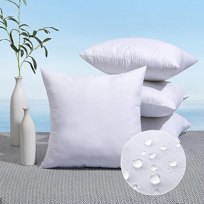 MIULEE Pack of 4 20x20 Outdoor Pillow Inserts, Water-Resistant Throw Pillow Inserts Decorative Premium Square Pillow Stuffer Sham for Porch Swing Couch Sofa Cushion Patio Furniture
