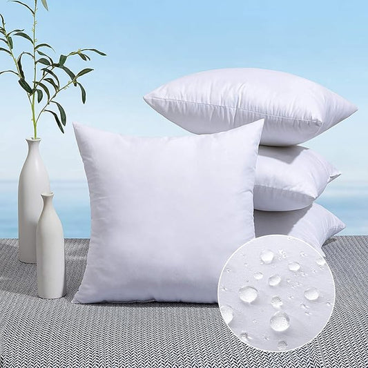 MIULEE Pack of 4 16x16 Outdoor Pillow Inserts, Water-Resistant Throw Pillow Inserts Decorative Premium Square Pillow Stuffer Sham for Porch Swing Couch Sofa Cushion Patio Furniture