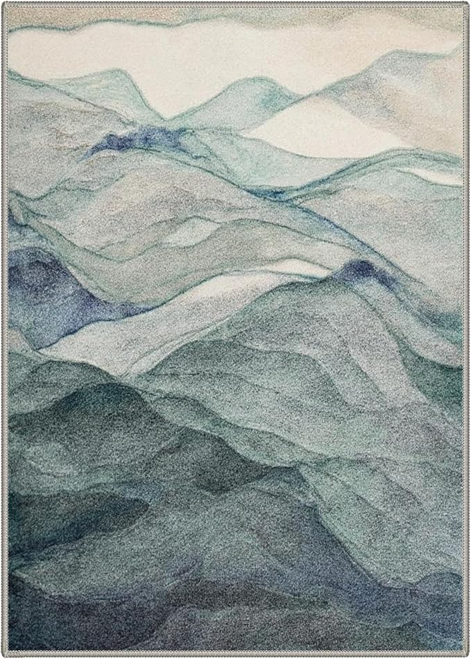 BEIMO Area Rugs 10x14 for Living Room Bedroom, Modern Abstract Machine Washable Rug, Large Soft Low Pile Floor Carpet with Non Slip Backing for Dining Room, Dusty Teal