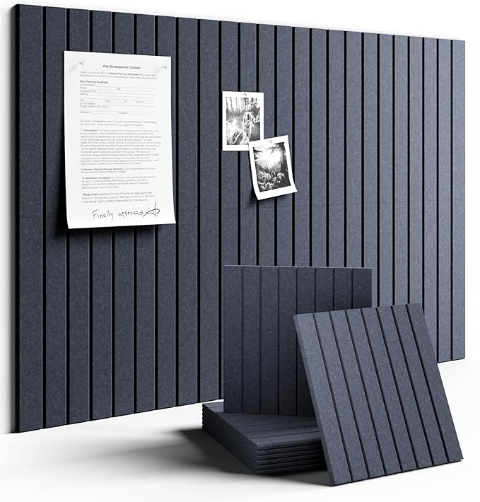 Fluxynara Large Felt Bulletin Board 36" x 24" Cork Board Alternative-6 Pack with 40 Safe Removable Adhesive Tabs, Cork Boards for Walls Cork Board for Home Office Classroom Pin Board-Navy Blue