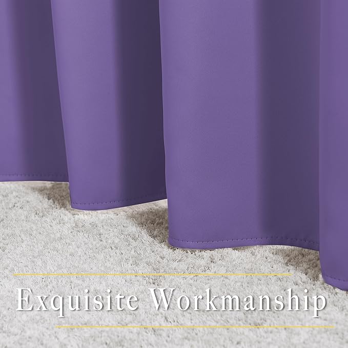 NICETOWN Lilac Purple Curtains 96 inches Long, Grommet Thermal Insulated Blackout Curtains Privacy Window Treatments for Boys Room/Living Room, W46 x L96, 2 Panels