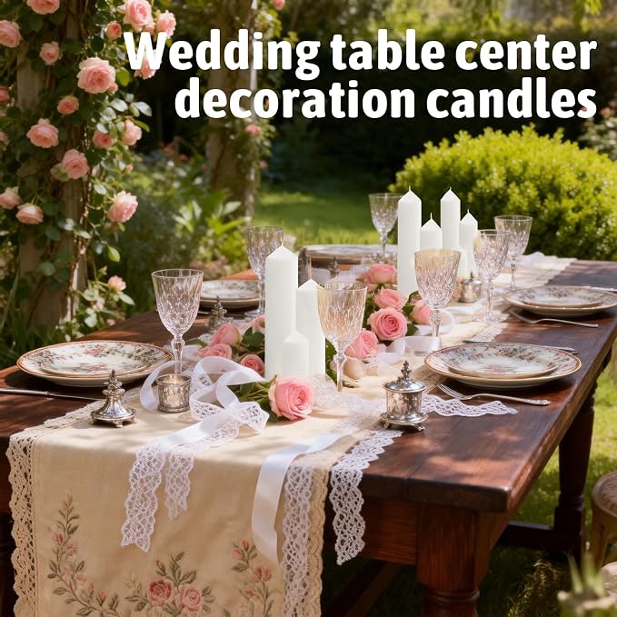 6 Pack White Pillar Candles Bulk Set, 2x3 2x4 2x6 Inch - 2 Each Size, Dripless Smokeless Clean Burning for Wedding Centerpieces, Home Decor, Church, Romantic Ambiance！