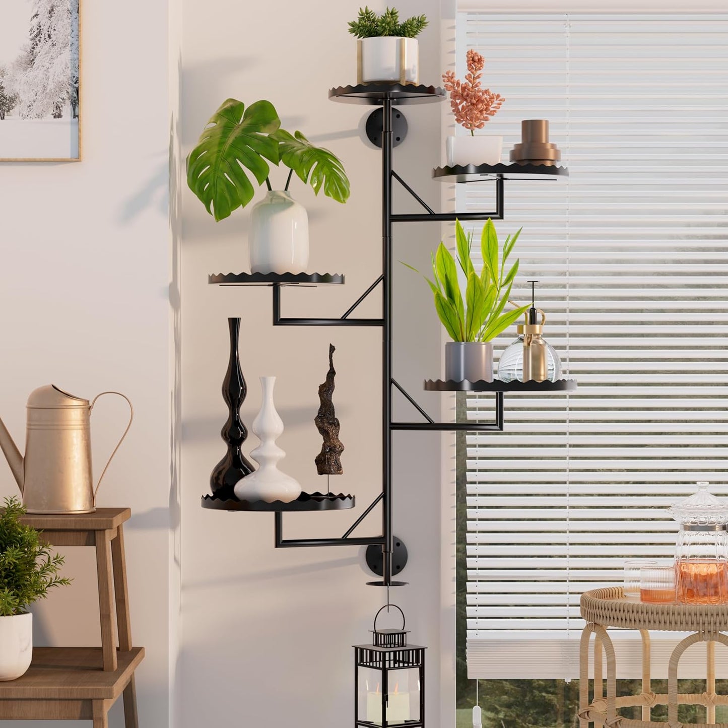 Rotating Wall Plant Shelves Versatile Window Plant Shelf for Indoor Plants Bathroom Living Room Use Wall Planter with Durable Metal Material 5 Pots