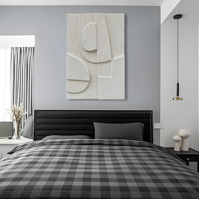 Hand-Painted 36x24 inch White Abstract Wall Decoration Oil Painting Minimalist Art Home Wall Decoration Painting