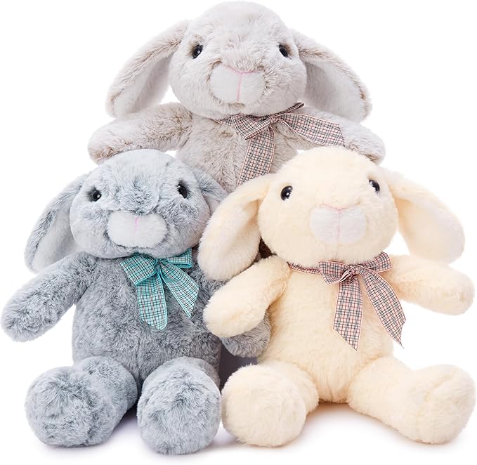 MaoGoLan 3Pcs Bulk Soft and Cuddly Easter Bunny Rabbit Plush, 14" Stuffed Bunny Gift for Kids, Boys, Girls, Party Decorations