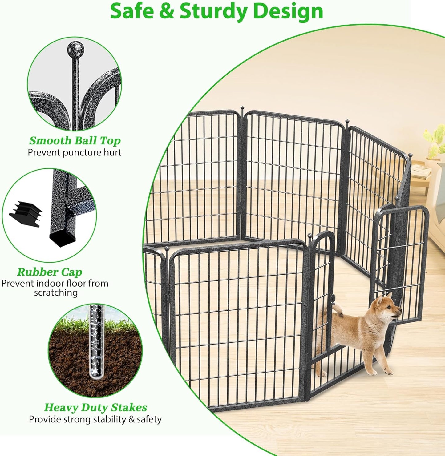 Decorative Black Metal Fencing Garden Fence with Gate, 36ft(L) 32in(H) 16 Fence Panels No Dig Fence Rustproof Animal Barrier Fence Temporary Dog Panels Fencing Outdoor