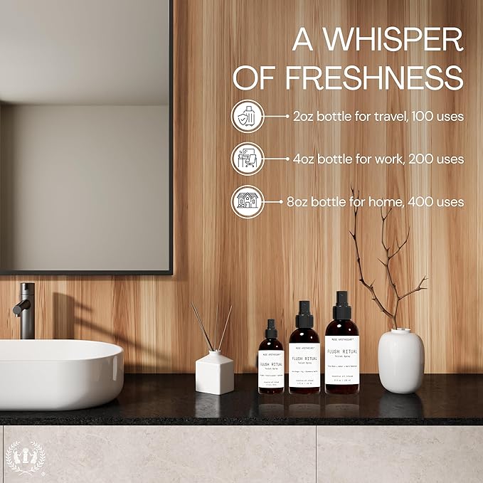Muse Apothecary Flush Ritual - Aromatic & Refreshing Toilet Spray, Use Before You Go, 8 oz, Infused with Natural Essential Oils - Cara Orange + Fig + Blackberry Vanilla, 3 Pack