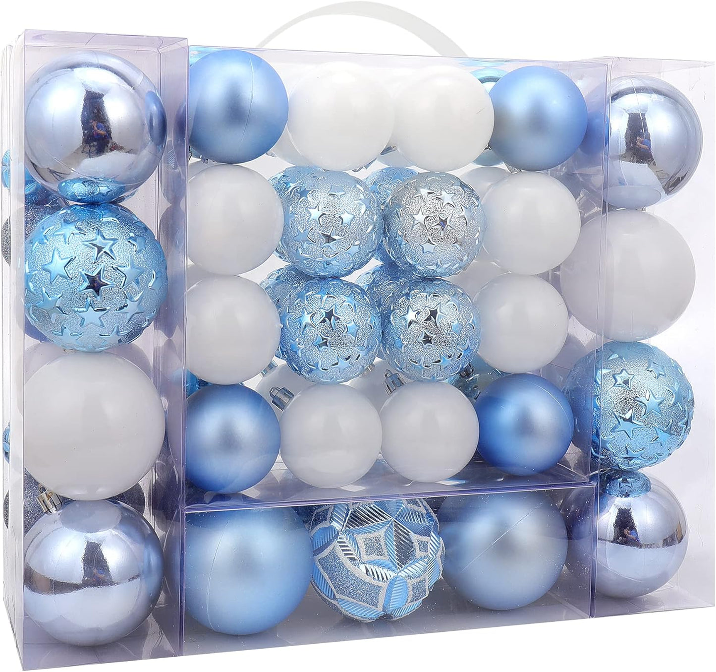 87ct Christmas Ball Ornaments Set Shatterproof Seasonal Hanging Decorations with Reusable Hand-held Gift Package for Xmas Tree Holiday Party and Home Decor, Airy Blue
