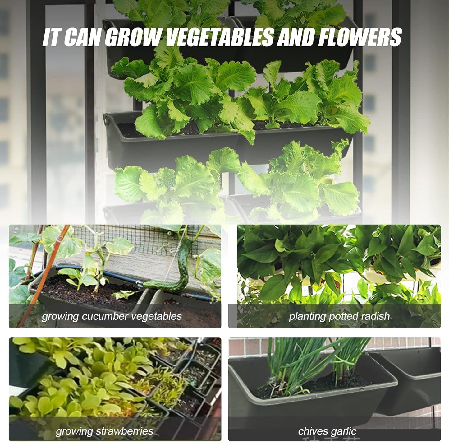 LOYALHEARTDY Vertical Garden Wall Planter Wall Mounted Planter 4-Tier Vertical Garden Planters for Growing Strawberries, Flowers, Vegetables, Herbs Indoor/Outdoor Decoration (Army Green)