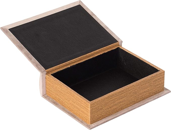 Decorative Vintage Book Shaped Trinket Storage Box, Off White