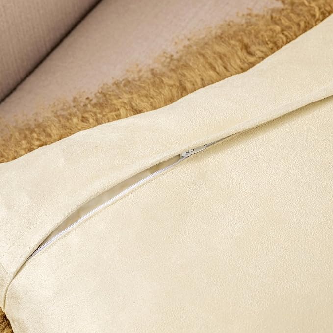 Mongolian Fur Pillow Cover in Burgundy Real Lamb Fur Throw Cover for Bedroom Living Room 16 x 16inch Khaki Home Decorative