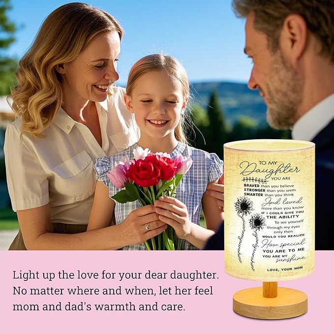 WSYEAR Daughter Gifts from Mom - Table Lamp Birthday Gifts for Daughter from Mom Girl Present Night Light for Bedroom Living Room Graduation Gifts
